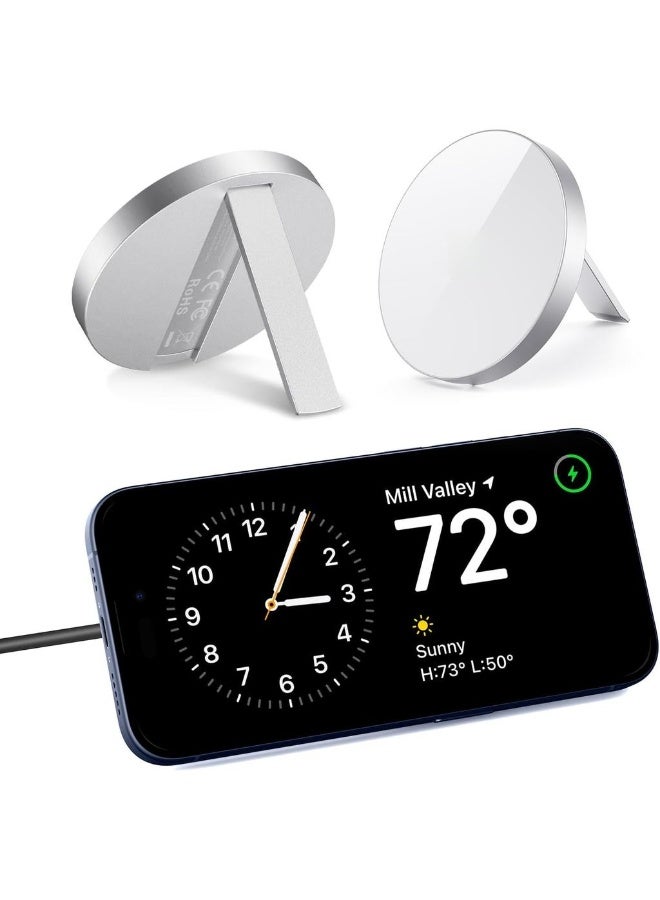 Kickstand Wireless Charger Compatible With MagSafe HaloLock Charger For IPhone 16/15/14/13/12 AirPods 4/3/AirPods Pro With 1.5 M Removable Cable Adapter Not Included White - Image 1