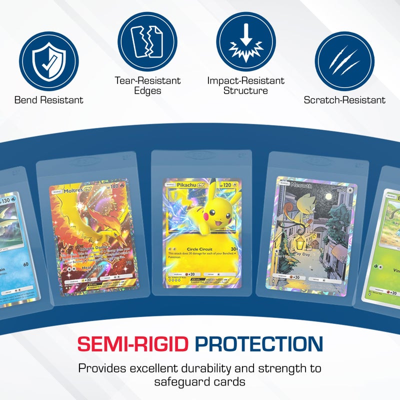 BCW Semi Rigid Card Holder #1 | 50 Pack | Semi Rigid Card Sleeves for Grading | PSA Submission I for Sports, PokÃ©mon, and Memorabilia Cards - Image 4