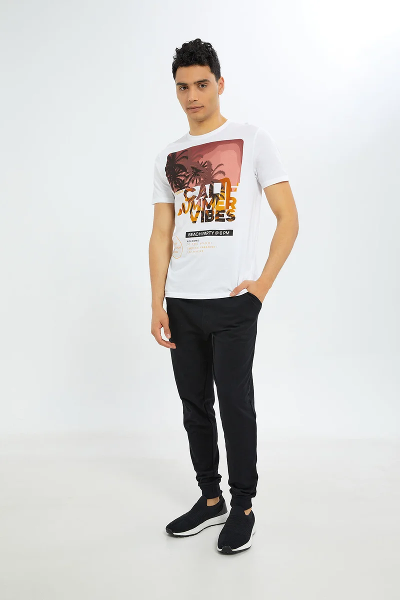 Redtag Men Black Elastic Waist Joggers