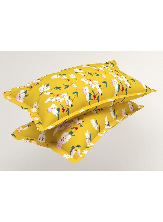 BSB HOME BSB HOME Premium Microfiber 160 TC Flat Double Bed Bedsheets for Summer Breathable | Wrinklefree (Size- 225 x 228 Cm) with 2 Pillow Covers (Size-17 X 27 Inches, Floral, Yellow White & Green)  - Image 2