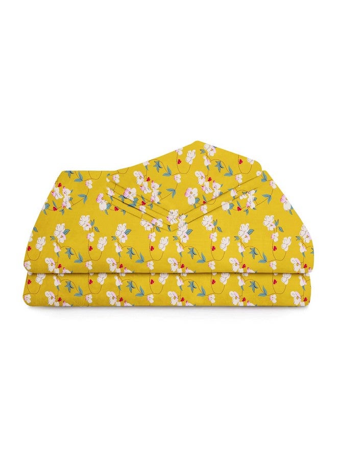 BSB HOME BSB HOME Premium Microfiber 160 TC Flat Double Bed Bedsheets for Summer Breathable | Wrinklefree (Size- 225 x 228 Cm) with 2 Pillow Covers (Size-17 X 27 Inches, Floral, Yellow White & Green)  - Image 5