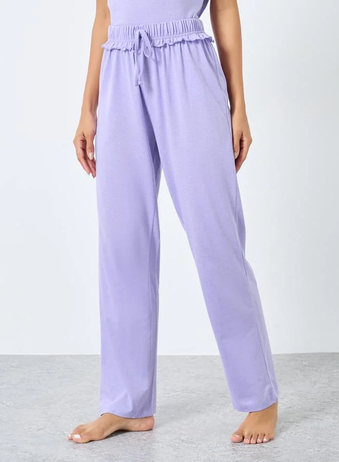 Styli Styli Lilac Knitted T-Shirt and Pyjama Set