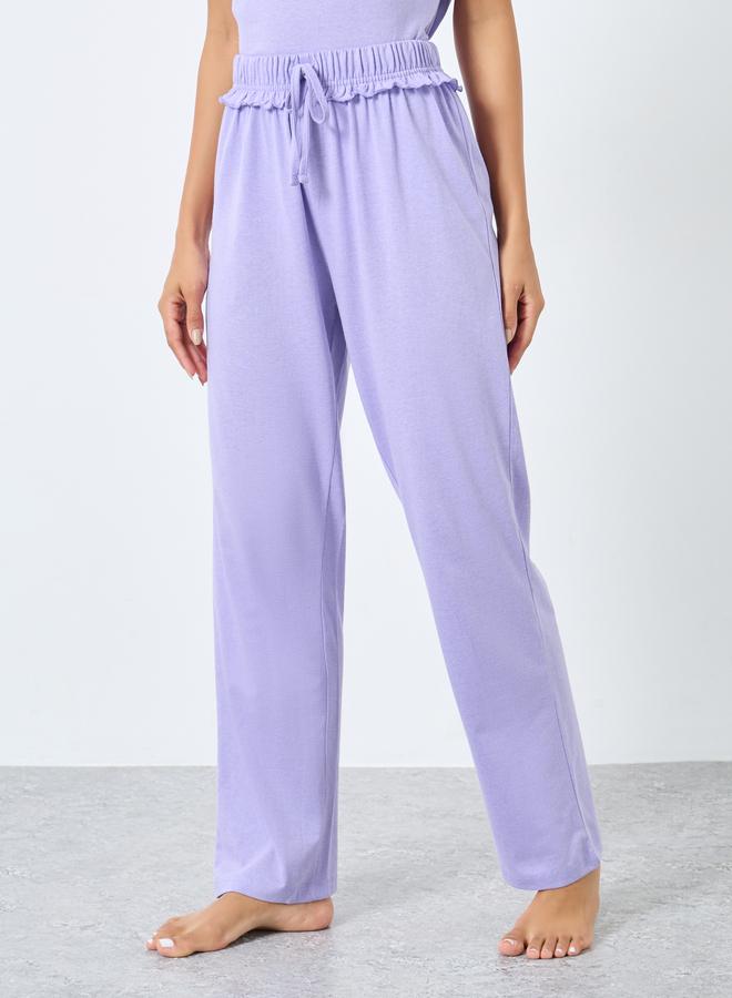 ستايلي طقم تيشيرت محبوك بنفسجي وبجامة - Image 5