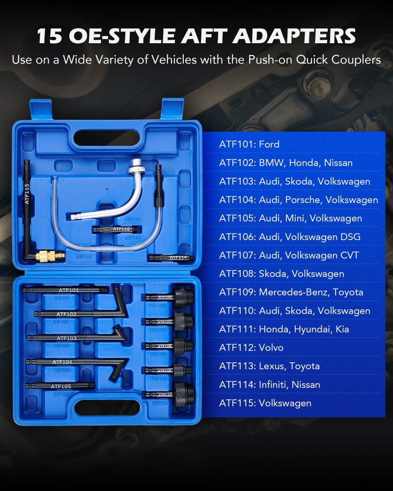 Orion Motor Tech Oil Extractor Pump and Dispenser Tool Kit, 6L Pneumatic Transmission Fluid Bleeder Set, 1.6 gal 2 Way Vacuum Fluid Evacuator and Filler Oil Change Kit 15 ATF Refill Adapters 3 Hoses - Image 4