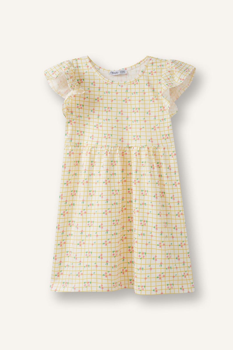 DeFacto Beige BabyGirl Printed Strappy Knitted Dress Casual - Image 3