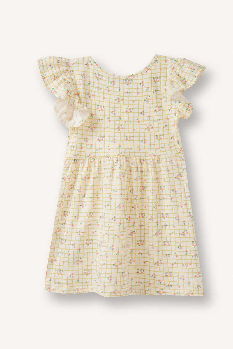 DeFacto Beige BabyGirl Printed Strappy Knitted Dress Casual - Image 5