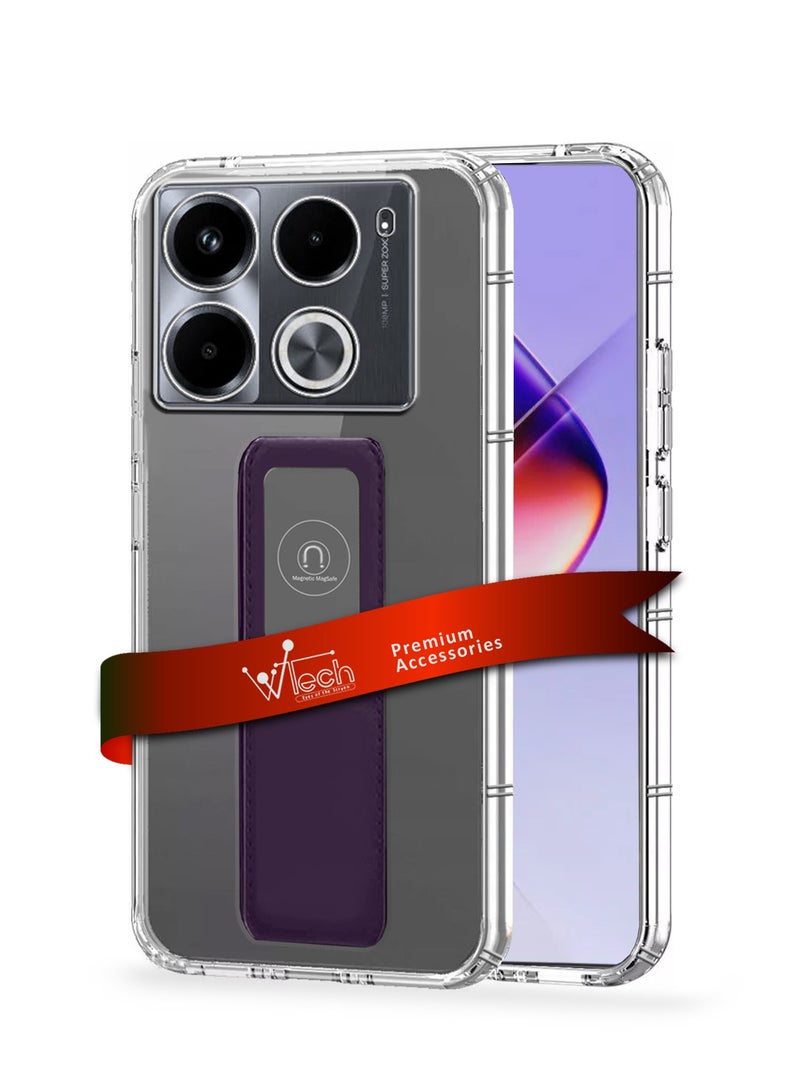 Wtech TPU Hand Grip Air Pillow Case Cover For Infinix Note 40 Pro 4G / 5G 2024 Clear/Eggplant Purple - Image 1