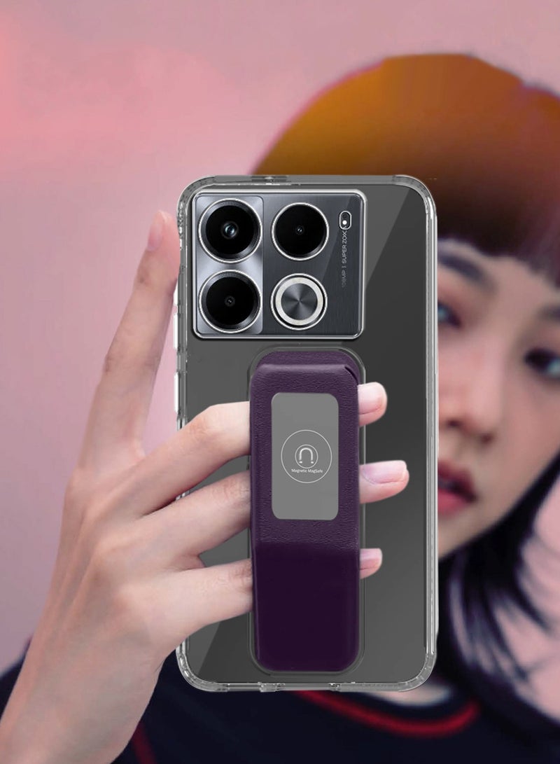 Wtech TPU Hand Grip Air Pillow Case Cover For Infinix Note 40 Pro 4G / 5G 2024 Clear/Eggplant Purple - Image 2