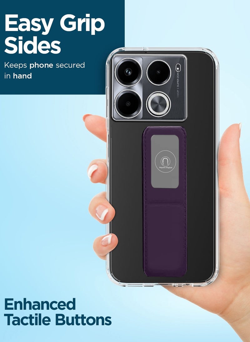 Wtech TPU Hand Grip Air Pillow Case Cover For Infinix Note 40 Pro 4G / 5G 2024 Clear/Eggplant Purple - Image 3