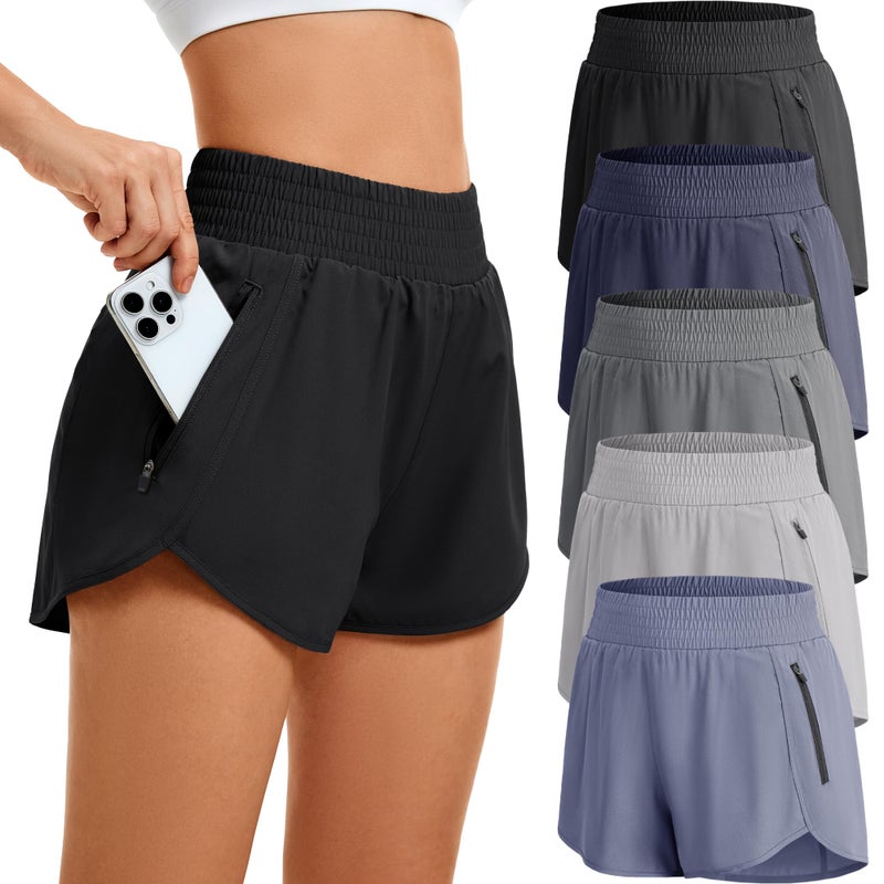 CE' CERDR Women's Athletic Workout Short High Waisted Elastic Running Shorts with Pockets for Gym Casual - Image 1