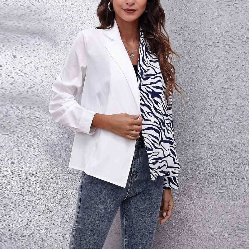 klarako Women Shirt Blazer Color Block Splicing Long Sleeve Button Down Lapel Blouse Top Outwear Casual Loose Suit Jacket Shacket - Image 4