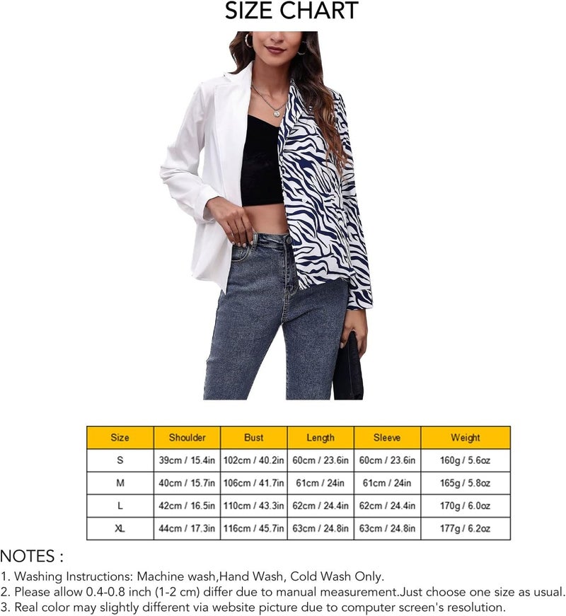 klarako Women Shirt Blazer Color Block Splicing Long Sleeve Button Down Lapel Blouse Top Outwear Casual Loose Suit Jacket Shacket - Image 2