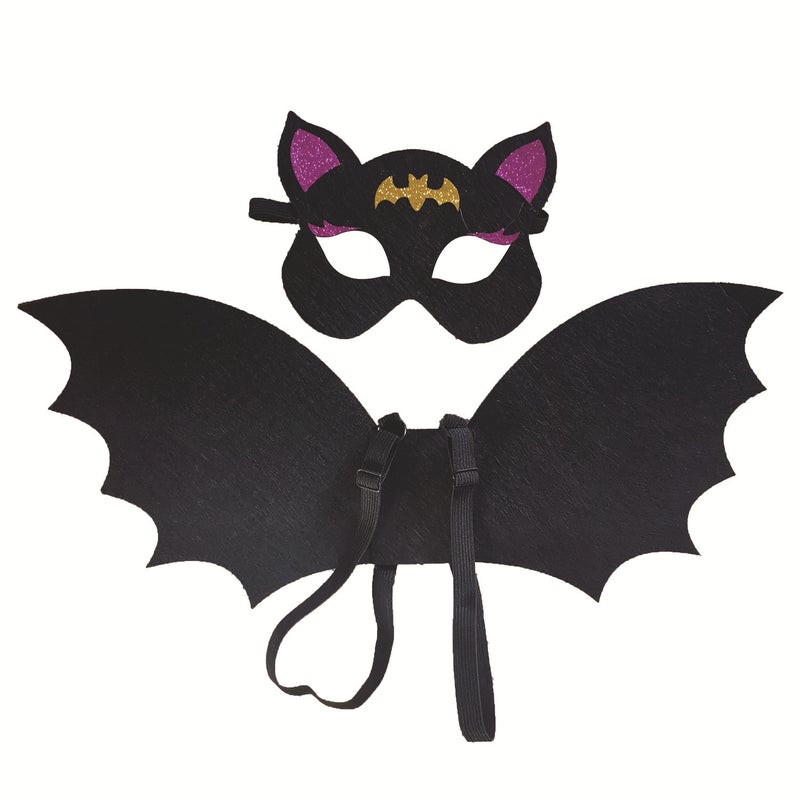 Halloween Bat Wings and Mask Set for Kids Non-Woven Cosplay Costume Accessory - Image 1