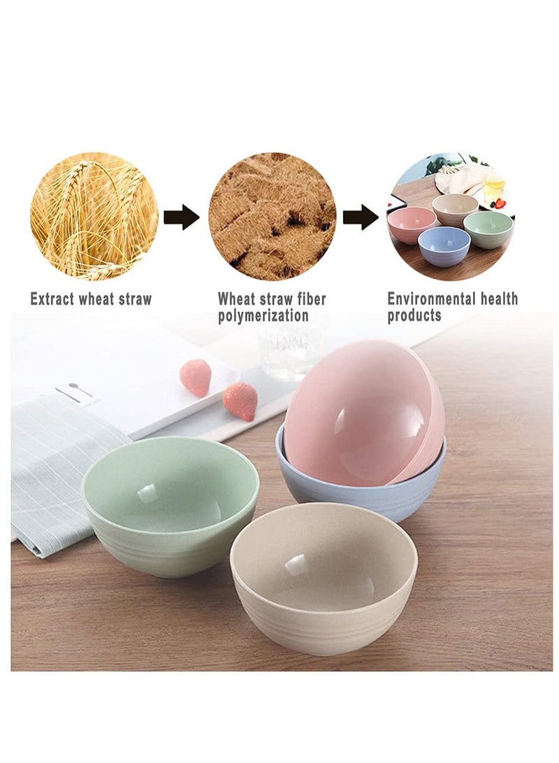 SOLARAE Wheat Straw Bowls Lightweight Unbreakable Set of 4 Dishwasher Microwave Safe bowls Non Toxic Eco Friendly Reusable Snack small bowls for Cereal Salad Soup Noodle Snacks Ice cream - Image 2
