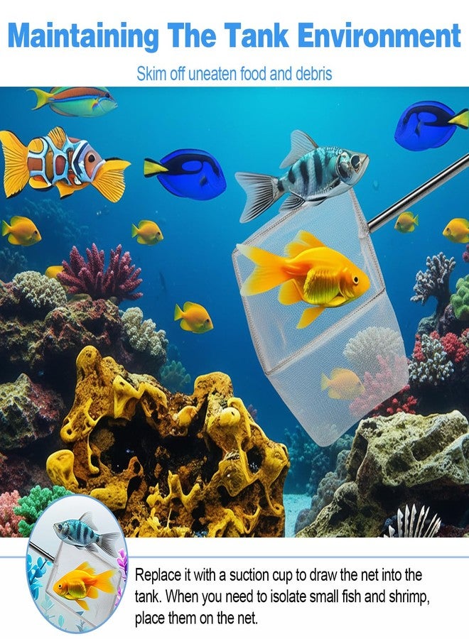 Yolev 2 Pcs Small Fish Tank Shrimp Net, Stainless Steel Extendable Handle Aquarium Net, Fine Nylon Mesh, Square Debris Skimming Nets for Pond and Aquarium - Image 4