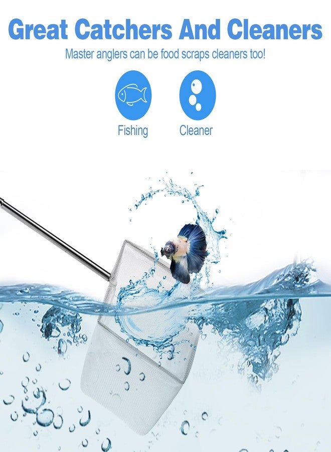 Yolev 2 Pcs Small Fish Tank Shrimp Net, Stainless Steel Extendable Handle Aquarium Net, Fine Nylon Mesh, Square Debris Skimming Nets for Pond and Aquarium - Image 5
