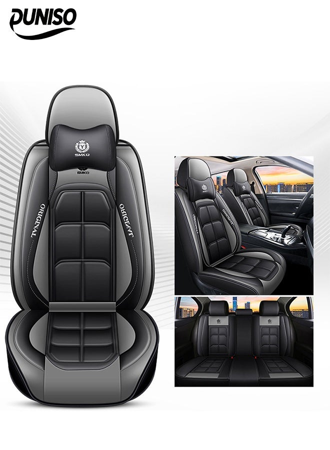 DUNISO Car Seat Cover,Universal Fully Wrapped Seat Cushion, Artificial Leather Car Backrest Seat Cover,  Wear Resistant And Anti Slip, Suitable For All Seasons, Suitable For Most Car Seats  - Image 1