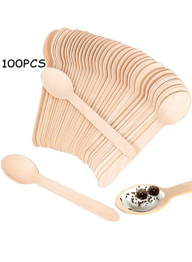 Arabest 16CM Mini Wooden Spoons 100pcs - Compostable Birchwood Disposable Dessert & Sampling Spoons, Eco-friendly for Parties Ice Cream - Image 1
