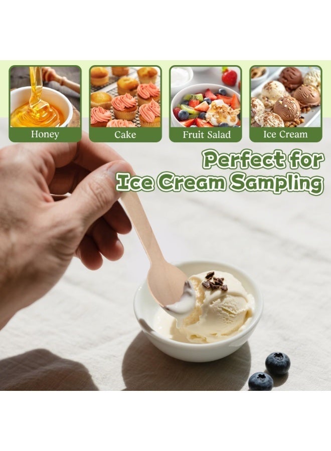 Arabest 16CM Mini Wooden Spoons 100pcs - Compostable Birchwood Disposable Dessert & Sampling Spoons, Eco-friendly for Parties Ice Cream - Image 4