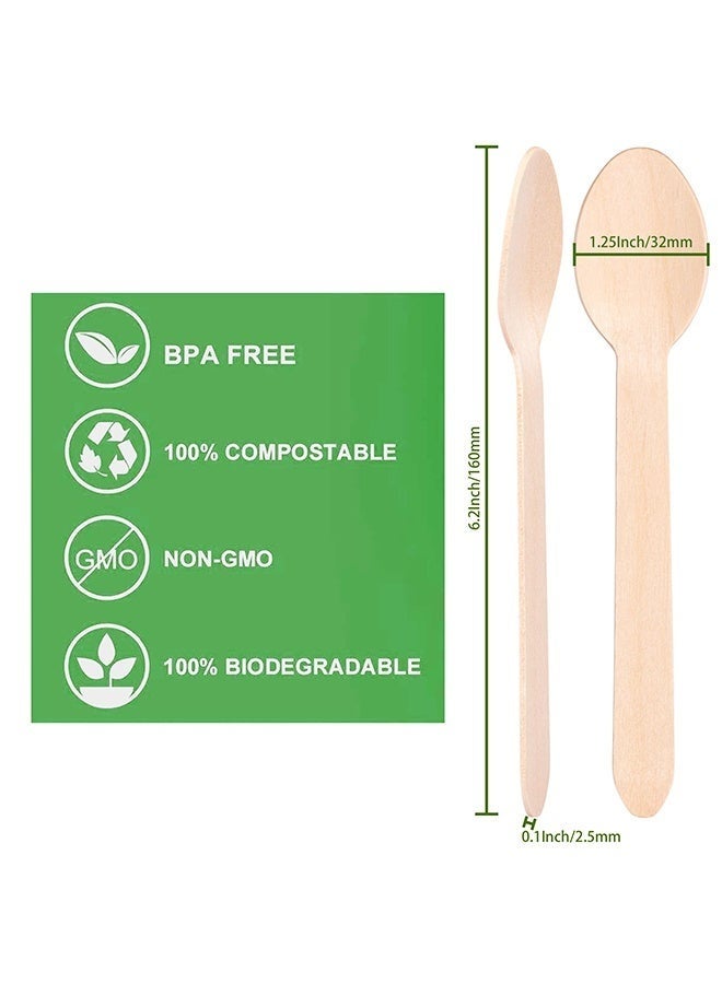 Arabest 16CM Mini Wooden Spoons 100pcs - Compostable Birchwood Disposable Dessert & Sampling Spoons, Eco-friendly for Parties Ice Cream - Image 2