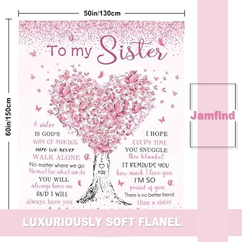 Jamfind Sister Gifts, Big Sisters Birthday Gift from Sis, Best Sister Ever Gifts for Women Blanket 60"x 50", Birthday Christmas Graduation Gift Ideas for Sisters - Image 4