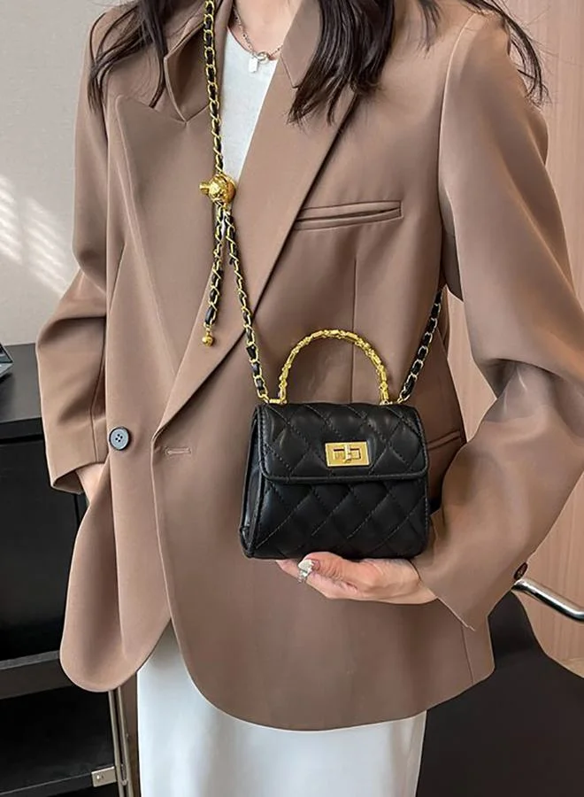 Styli Quilted Square Handbag with Turnlock Closure