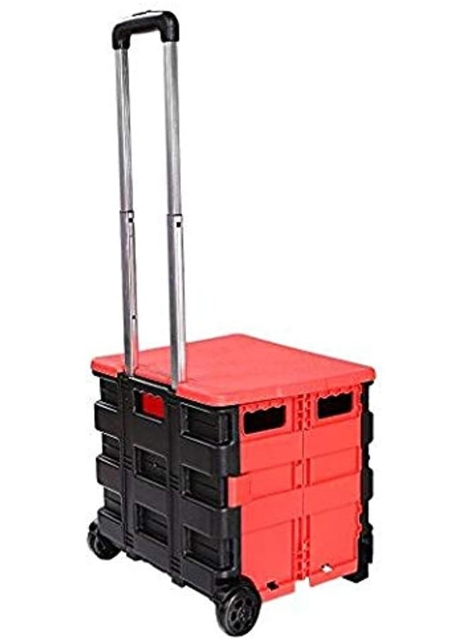 Generic Folding Two-Wheeled Cart Tool Carrier With Cover Plastic Lightweight Portable For Shopping Picnic Travel  - Image 1
