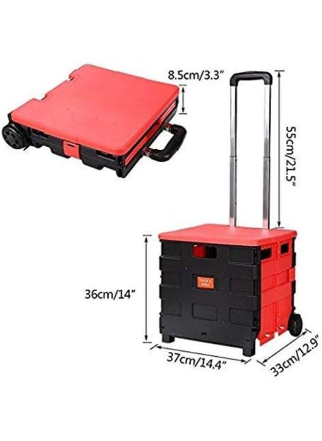 Generic Folding Two-Wheeled Cart Tool Carrier With Cover Plastic Lightweight Portable For Shopping Picnic Travel  - Image 3
