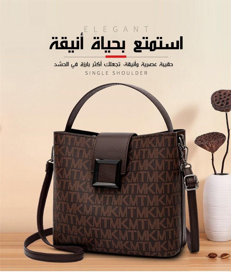 Vintage Bucket Bag for Women, Lightweight PU Leather Crossbody Shoulder Bag, Luxury Feel Monogram Pattern, Versatile for Daily Commute & Shopping, Retro Handbag with Adjustable Strap - Image 5
