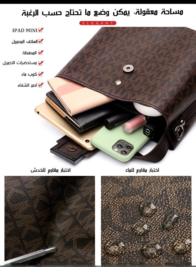 Vintage Bucket Bag for Women, Lightweight PU Leather Crossbody Shoulder Bag, Luxury Feel Monogram Pattern, Versatile for Daily Commute & Shopping, Retro Handbag with Adjustable Strap - Image 2