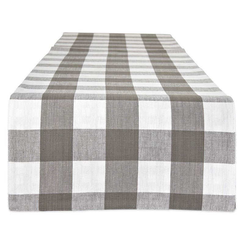 DII Gingham Check Tabletop Collection Gray Table Runner 14x72