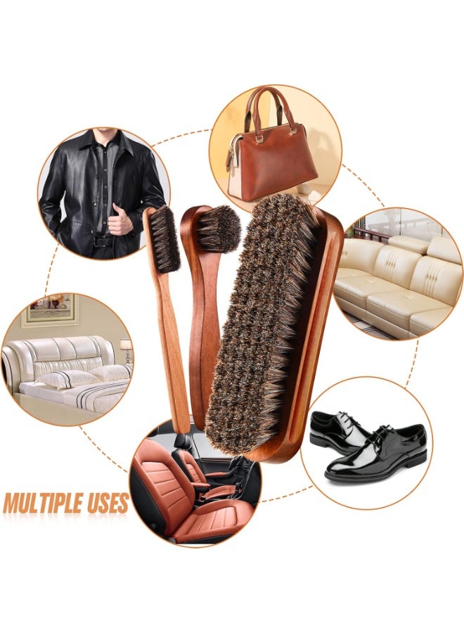 4 Pcs Horsehair Shine Shoes Brush Kit Polish Dauber Applicators Cleaning Leather Shoes Boots Care Brushes Suede - Image 1