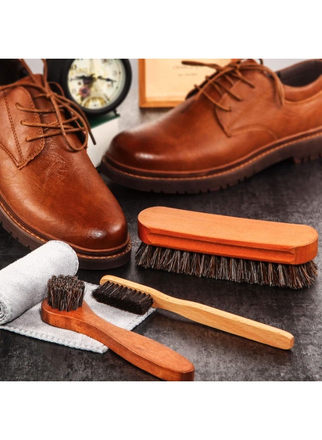 4 Pcs Horsehair Shine Shoes Brush Kit Polish Dauber Applicators Cleaning Leather Shoes Boots Care Brushes Suede - Image 2