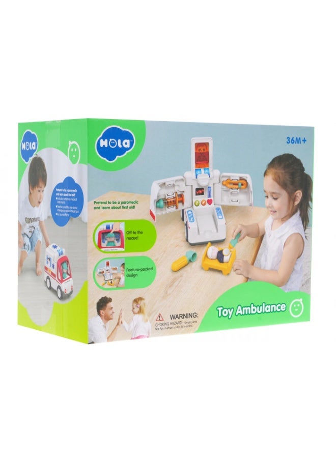 Hola Ambulance Car Toy for Ages 3+, Interactive Bump & Go Action with Lights & Sounds, 17x22.5x12.5cm - Image 2