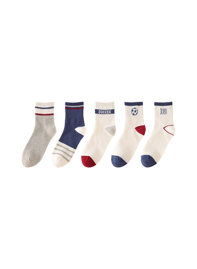Red Bean Children's Socks Boys And Girls Four Seasons Breathable Mid-tube Cotton Socks Big Kids Student Sports Casual Socks W5019 20-22 - Image 5