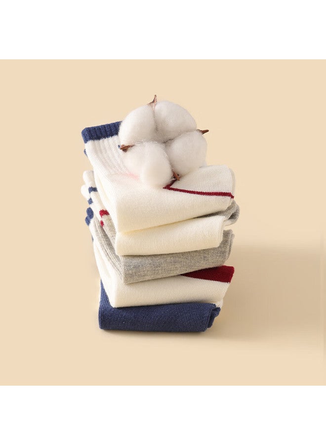 Red Bean Children's Socks Boys And Girls Four Seasons Breathable Mid-tube Cotton Socks Big Kids Student Sports Casual Socks W5019 20-22 - Image 3