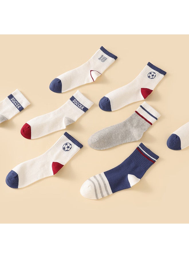 Red Bean Children's Socks Boys And Girls Four Seasons Breathable Mid-tube Cotton Socks Big Kids Student Sports Casual Socks W5019 20-22 - Image 2