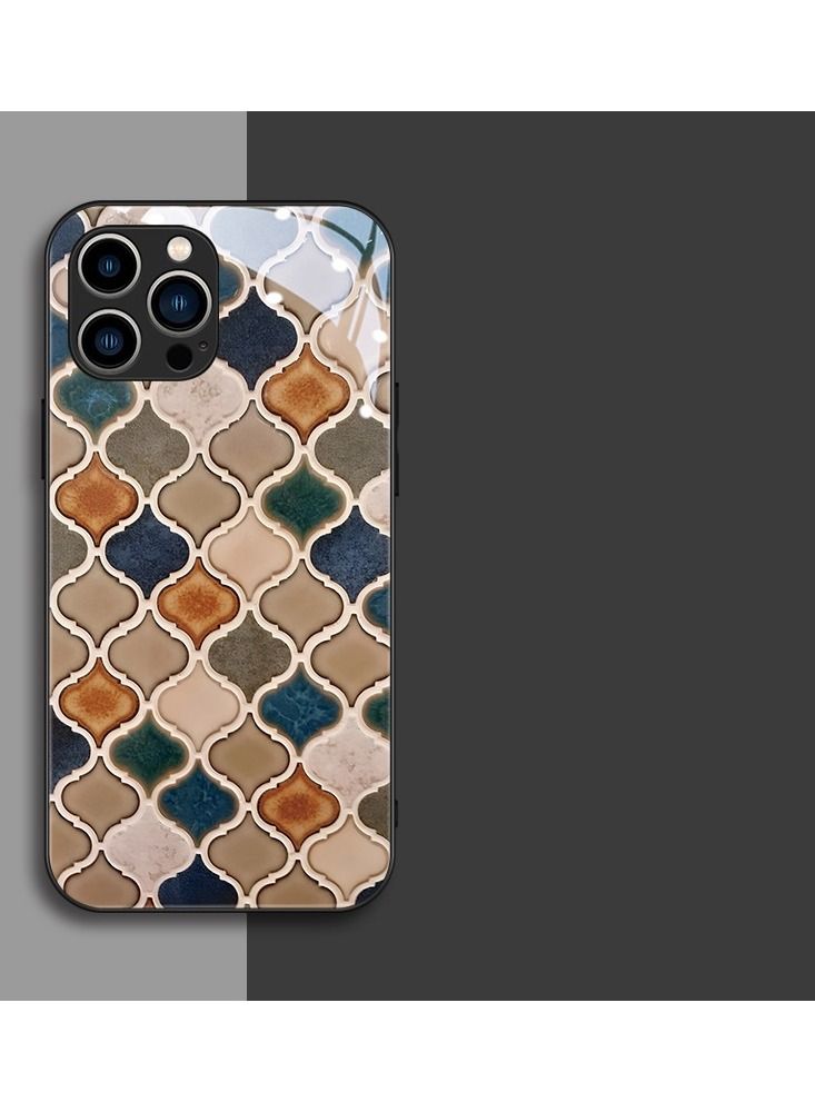 Loquat Back Cover Printed Glass Protective Mobile Phone Case for iPhone