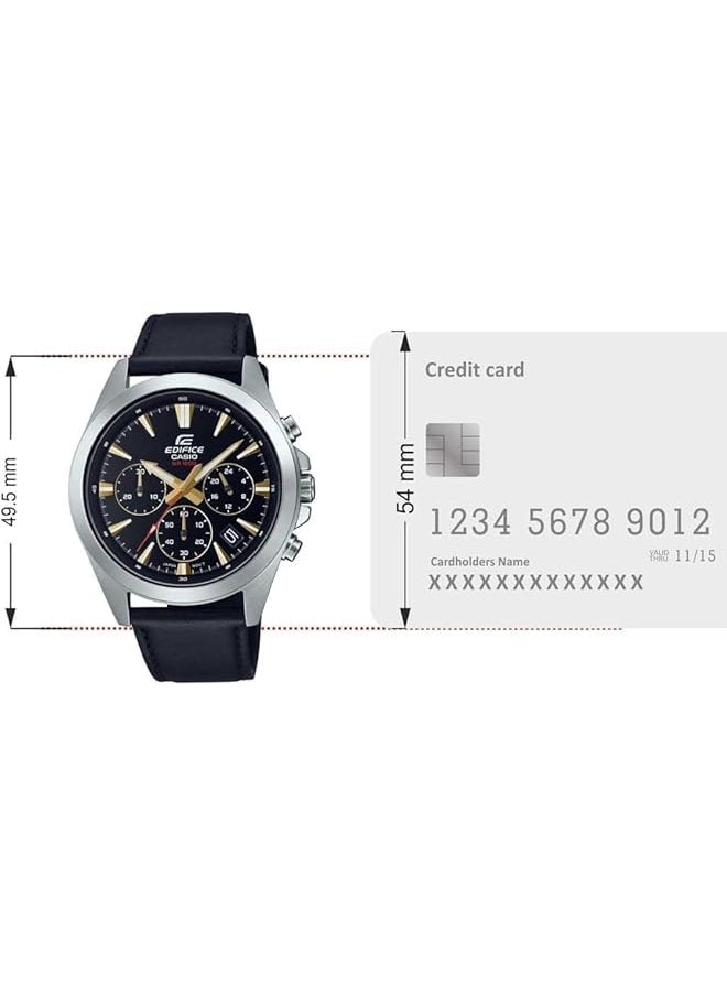 CASIO - Men Watch Edifice Analog Chronograph Black Dial Stainless Steel Band - Image 1