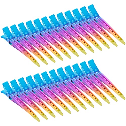 Bantoye 24 Packs Duck Bill Clips Bantoye 275 Inches Rustproof Metal Alligator Curl Clips with Holes for Hair Styling Hair Coloring Gradient Rainbow - Image 1