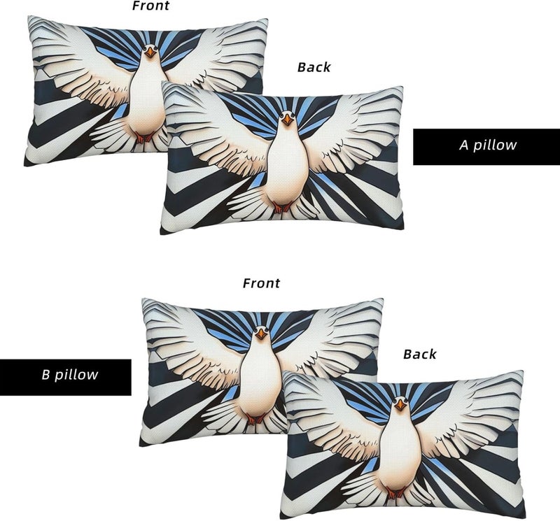 Unique and Stylish Pillow Cases - with Full-Sided Double-Sided Print, Perfect for Home Decor and Gifting White Dove Pattern 12"x20" - Image 4