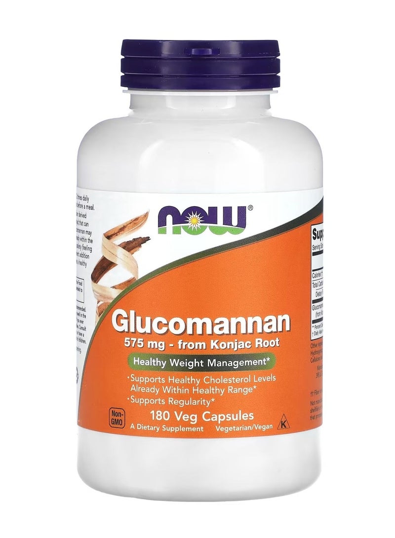now Glucomannan 575 mg 180 Veg Capsules - Image 1