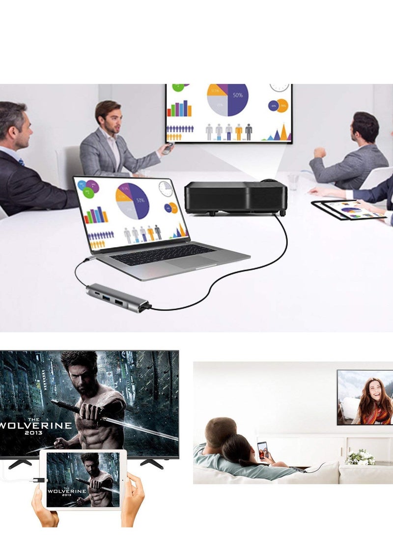 KASTWAVE - USB C-Type to HDMI Digital AV Multi-Port 4-in-1 Hub for Switch OLED/Nintendo USB-C (USB3.1) Adapter PD PC Charger for Samsung DeX Travel TV Docking Station 4K HDMI Dock - Image 1