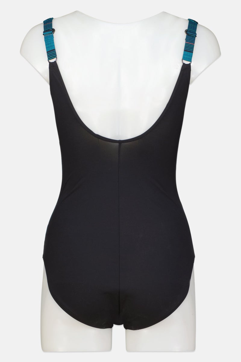 speedo Women Sportswear Fit Sleeveless Bodysuit, Black Combo  - Image 2