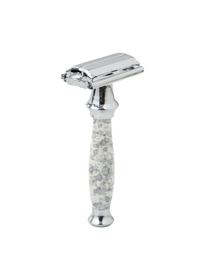 PEARL Shaving Double Edge Butterfly Safety Razor Ss-95(Marble White)Made With Brass Metal-Best Shaving Razor For Men|Classic&Traditional Shaving Kit|Premium Blade Razors For Diwali Gift Option - Image 1