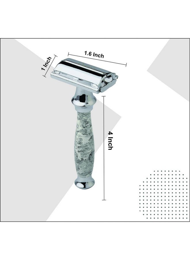 PEARL Shaving Double Edge Butterfly Safety Razor Ss-95(Marble White)Made With Brass Metal-Best Shaving Razor For Men|Classic&Traditional Shaving Kit|Premium Blade Razors For Diwali Gift Option - Image 3