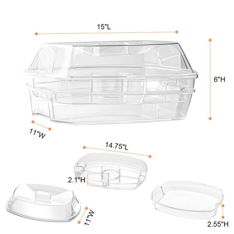 IVYHOME Fruit Ice Serving Tray, Chilled Veggie Tray, Shrimp Cocktail Serving Dish, Appetizer Serving Platter for Parties, with Lid and 4 Compartments - Image 4