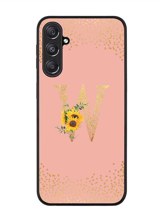 Stylizedd Rugged Black Edge case for Samsung Galaxy M34 5G Case Cover - Custom Monogram Initial Letter Mandala Floral Pattern Alphabet - W (Rose Pink) - Image 1