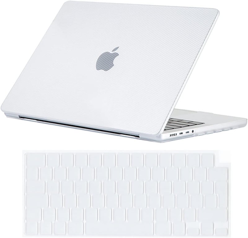 سيفن لاين متوافق مع أفضل حافظة MacBook Pro 16 بوصة 2021 2022 M4 M3 M2 M1 A2485 A2779 A2991 A3403 حافظة صلبة واقية غير لامعة للكمبيوتر المحمول مع غطاء لوحة مفاتيح (تخطيط EU)، شفاف ألياف كربون - Image 1