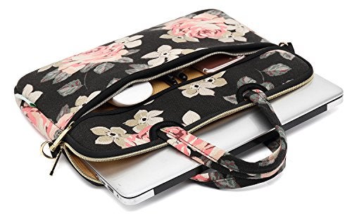 kayond Black Rose Patten water-resistant Laptop Shoulder Messenger Bag Case Sleeve for 15 Inch 15.6 Inch Laptop,Laptop Briefcase - Image 4